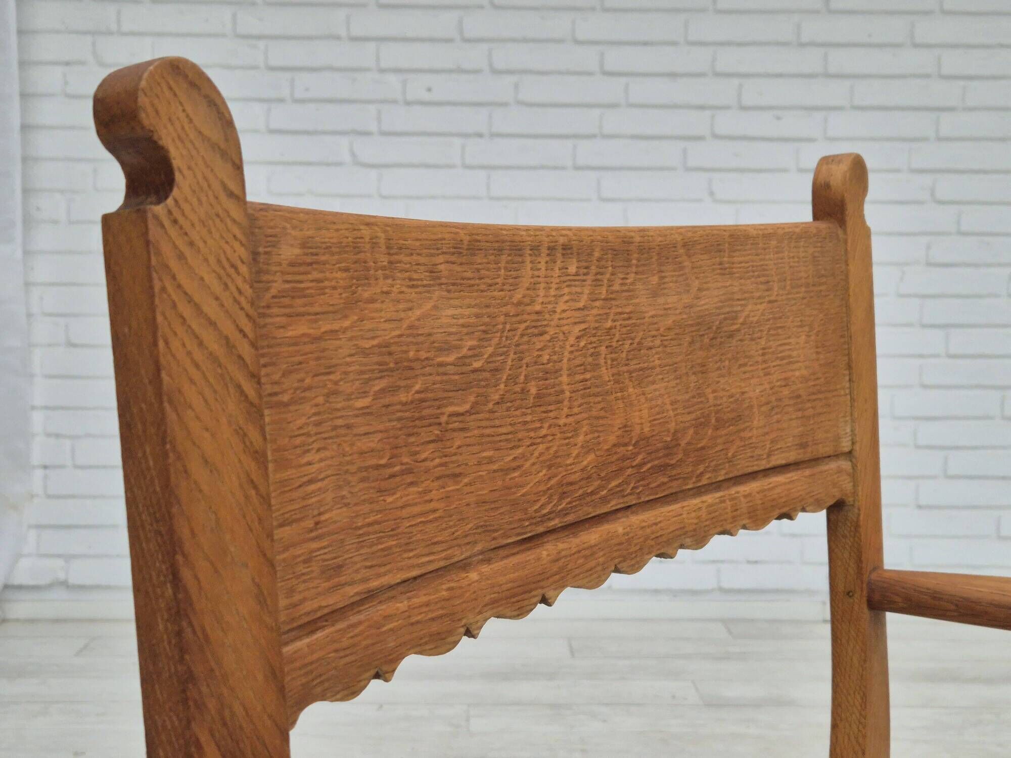 1960s, Danish armchair in solid oak wood, reupholstered, KVADRAT furniture wool.