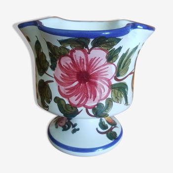 Pot / empty pockets in earthenware, shower foot, flower pattern