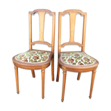 Snowshoe chairs (duo) upholstered louis XVI style of period 1920 in walnut.