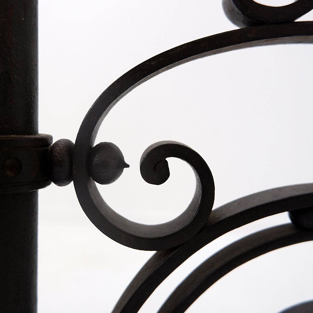 Art Nouveau Wrought iron tripod floor candlestick