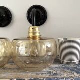 Pair of gold globe wall sconces
