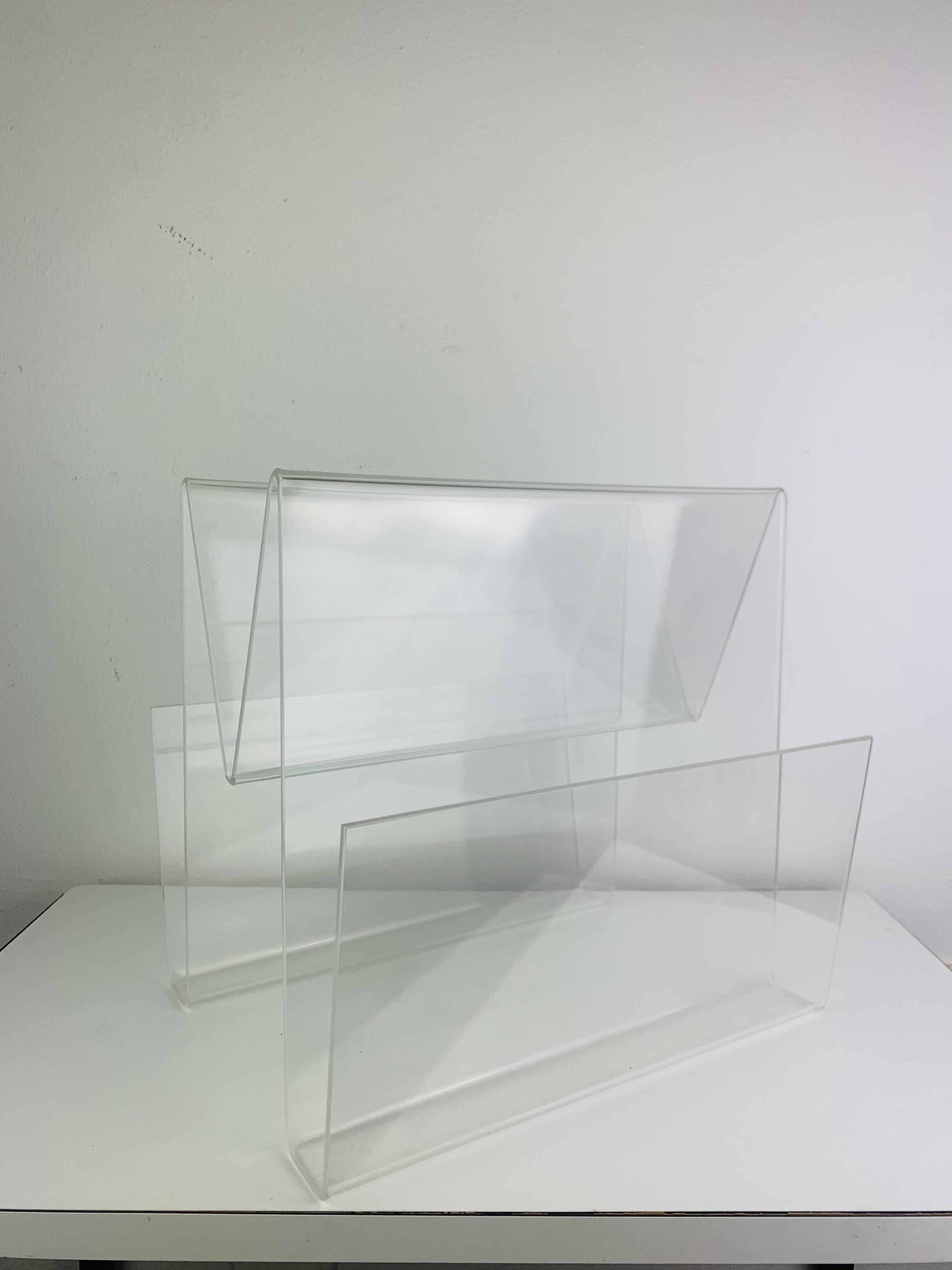 Acrylic magazine rack from the 70s.