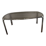Space age dining table in smoked glass & chrome