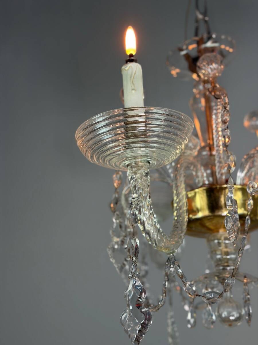 Liège chandelier in Louis XV style made of glass and crystal, circa 1900.