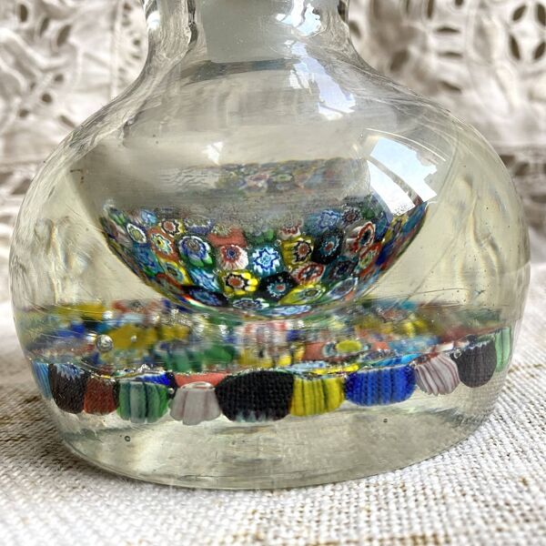 Carafe en verre soufflé Murano millefiori