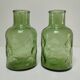 Deux vases verre moulé texturé vert années 70