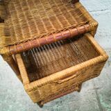 Woven wicker bedside table
