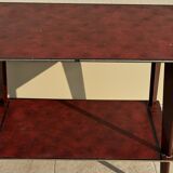 Desserte vintage rouge à roulettes années 50 pieds compas