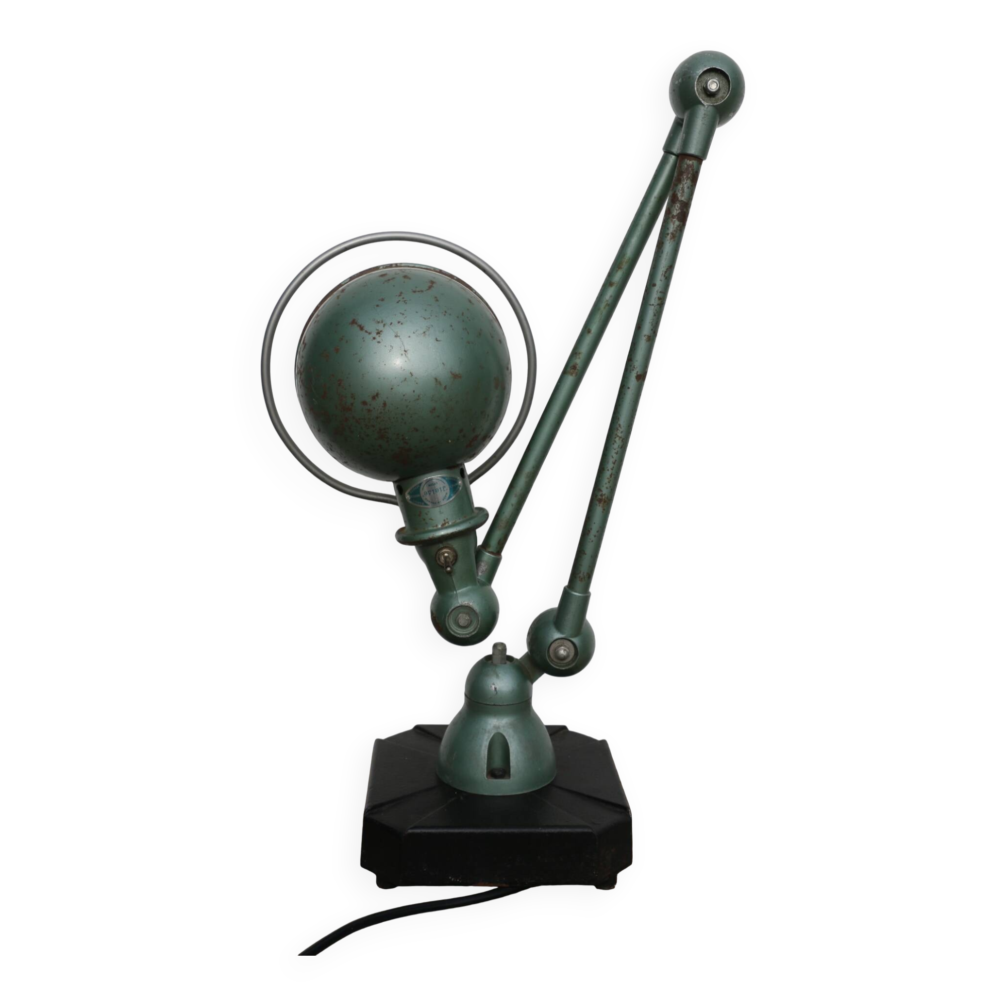 JIELDE 2-arm green lamp, 1960s square foot