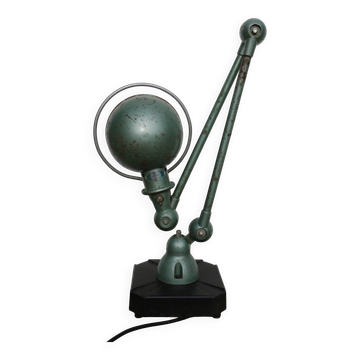 Lampe JIELDE 2 bras verte 1960 pied carré