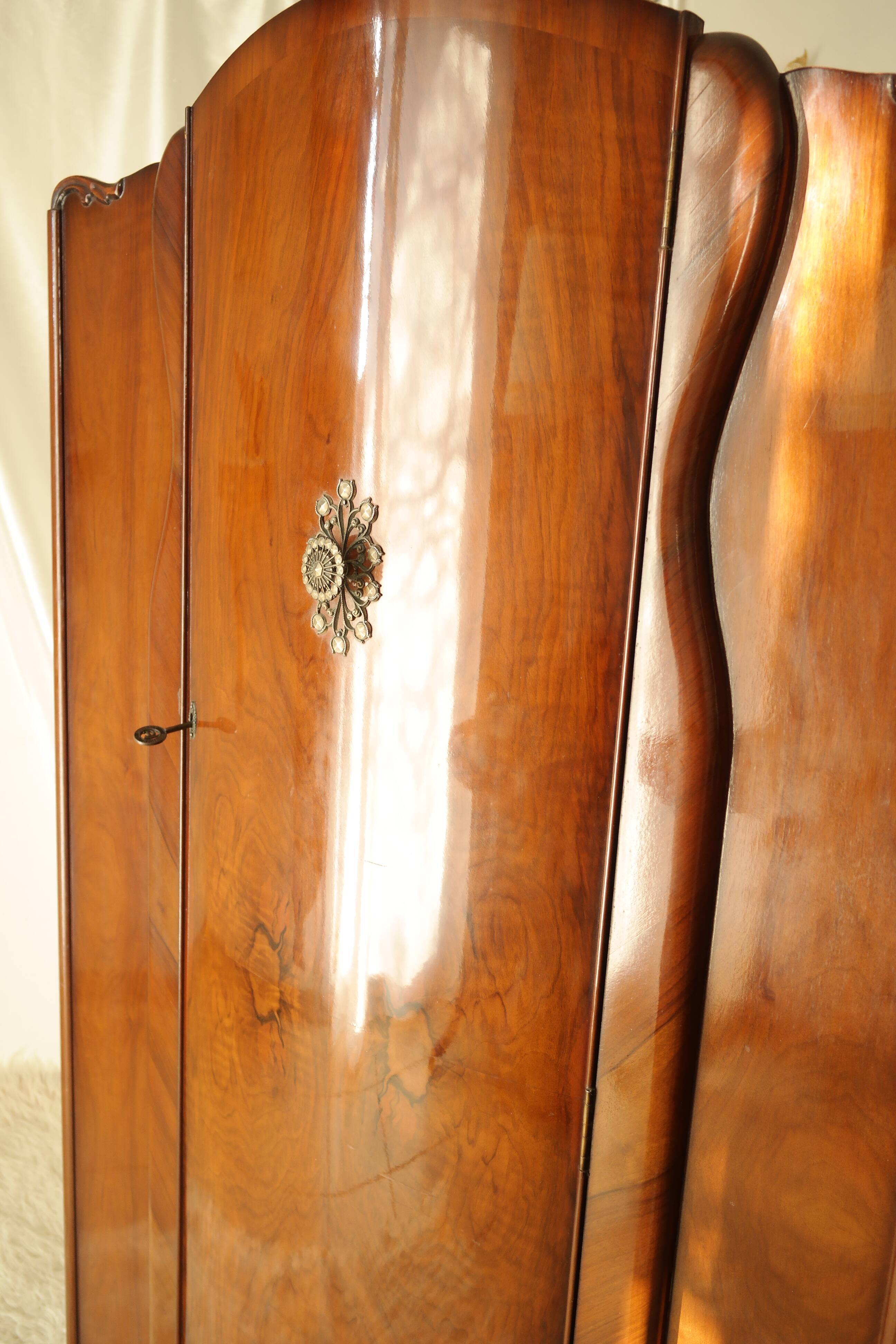 English art deco student wardrobe in walnut