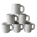 6 ceramic mugs signed Grandjean Jourdan, Vallauris