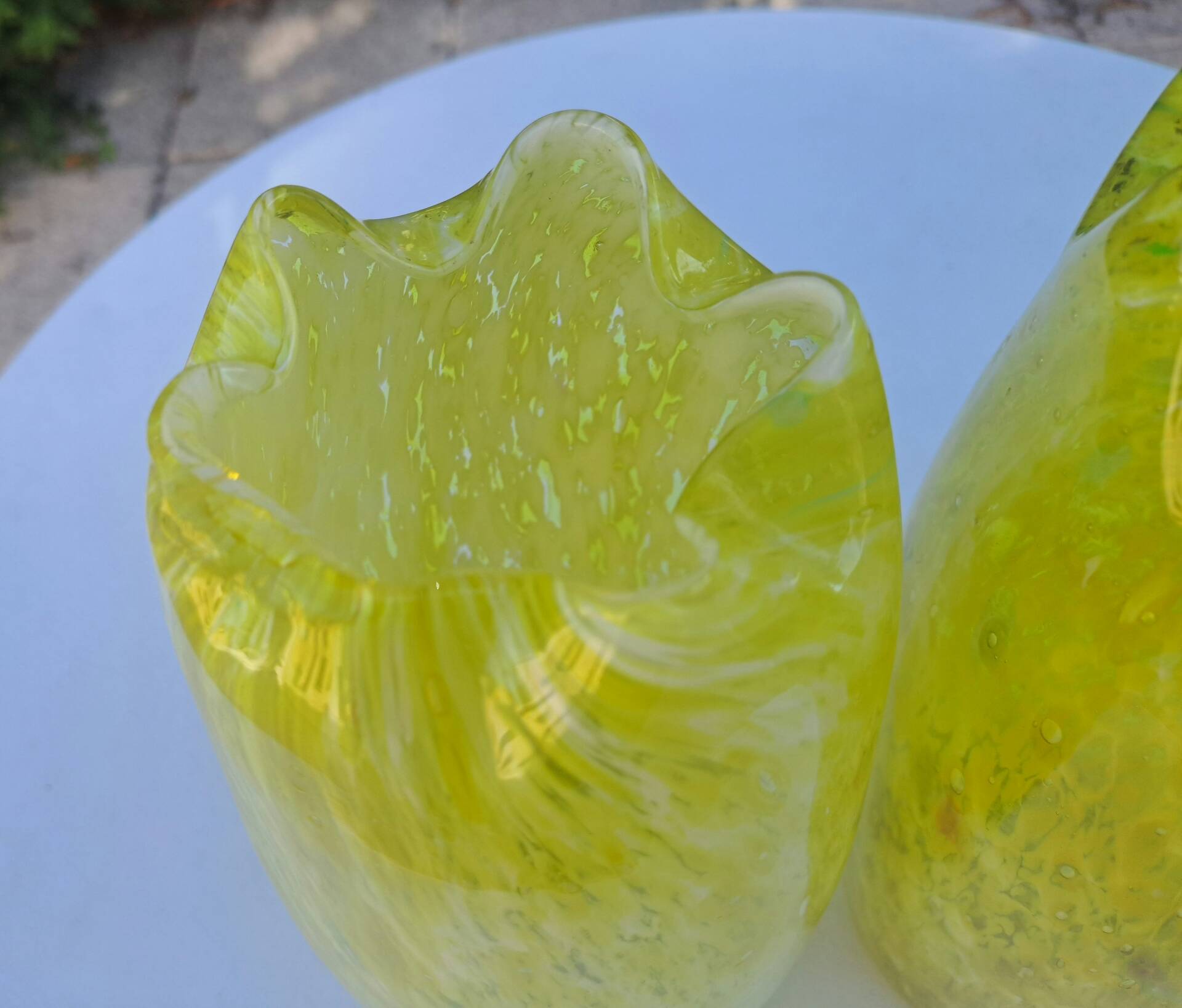 Pair of blown glass vases Clichy Legras