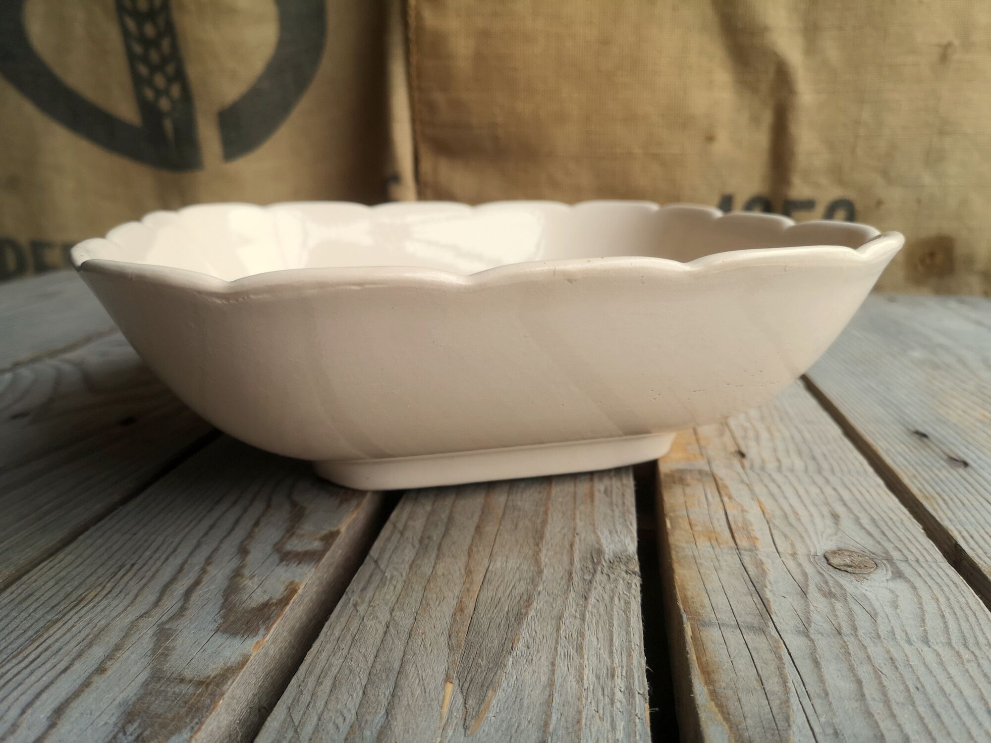 Ancient Saladier in Pink Ceramics by Digoin Sarreguemines Floral Decoration