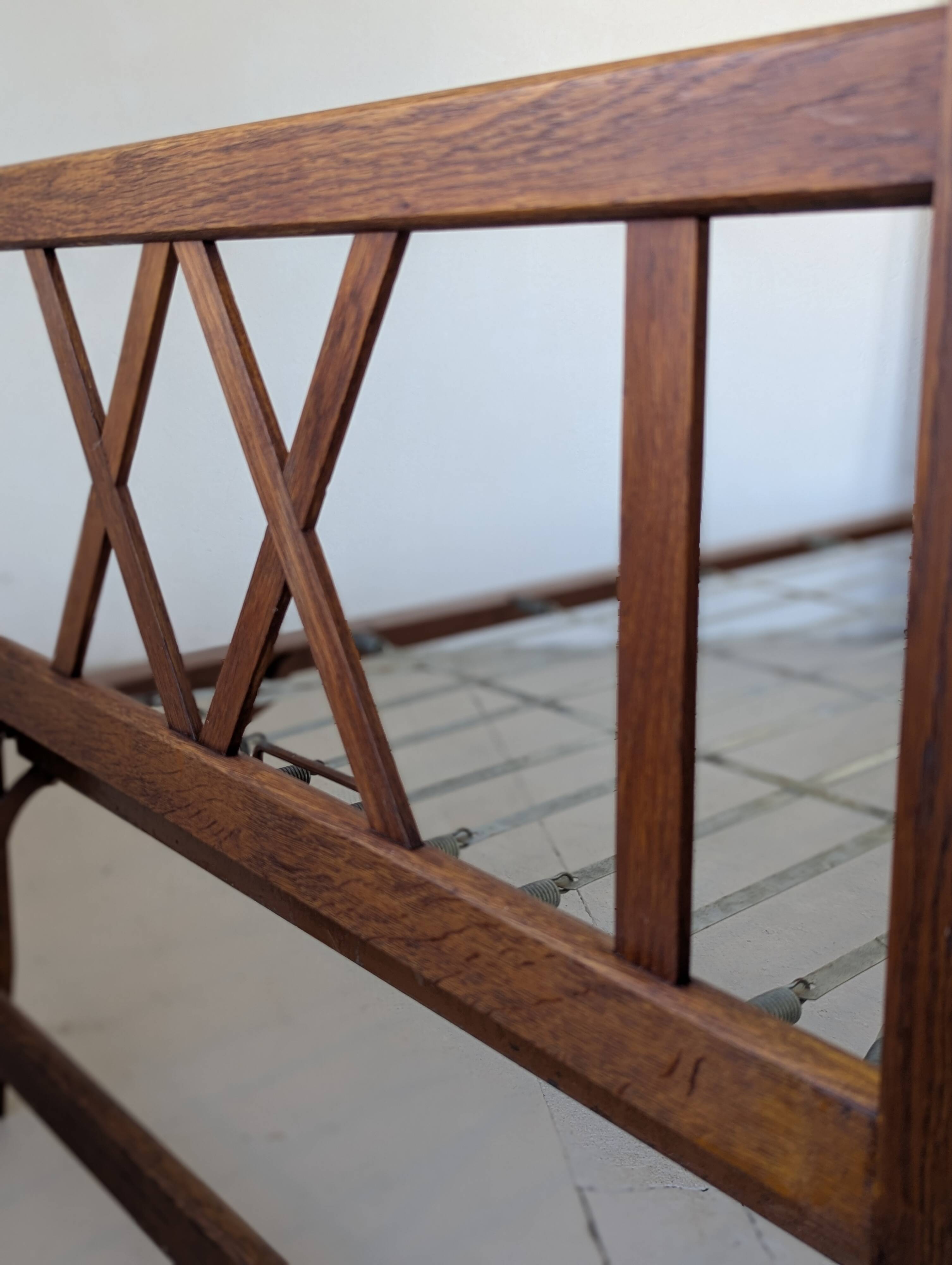 Bed, daybed, style reconstruction, in oak, 1950s.