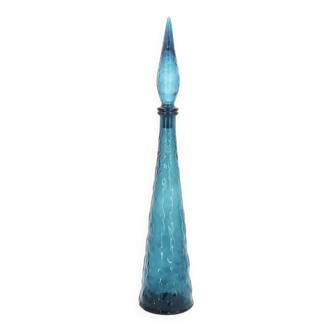Empoli Italian carafe in blue glass, 1960s