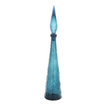 Empoli Italian carafe in blue glass, 1960s