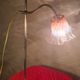 lampe de bureau laiton 1900 patine superbe 54x30 avec tulipe dentelle trans