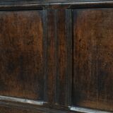 Large antique panelled English oak chest from the 18th century