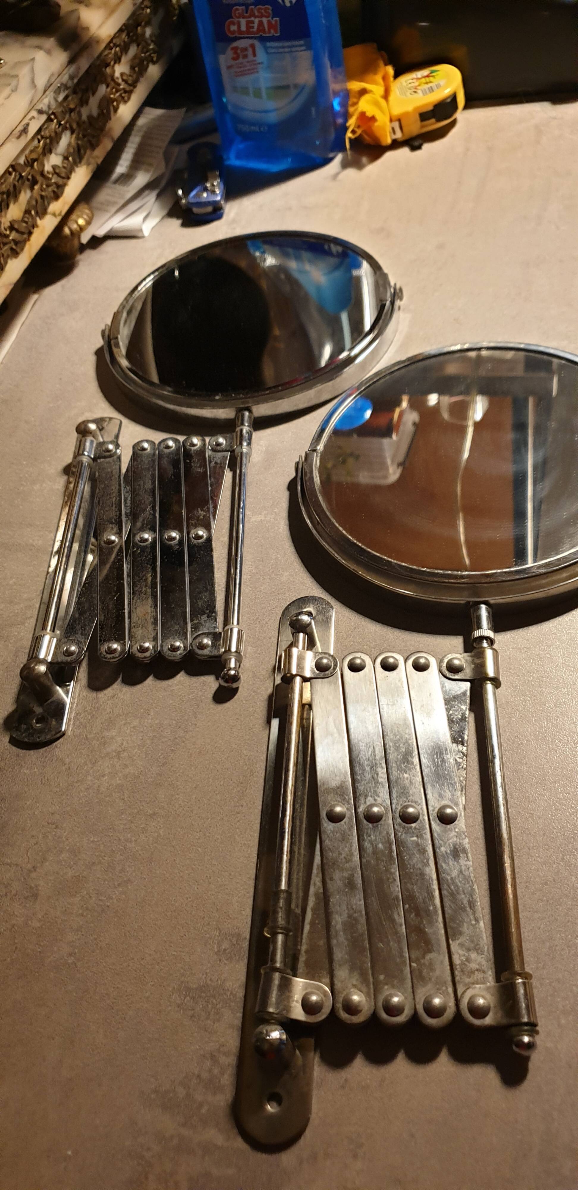 2 vintage accordion mirrors