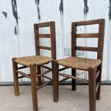Paire de chaises en bois brut
