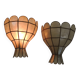 Pair of vintage mother-of-pearl and brass wall sconces – Floral shape