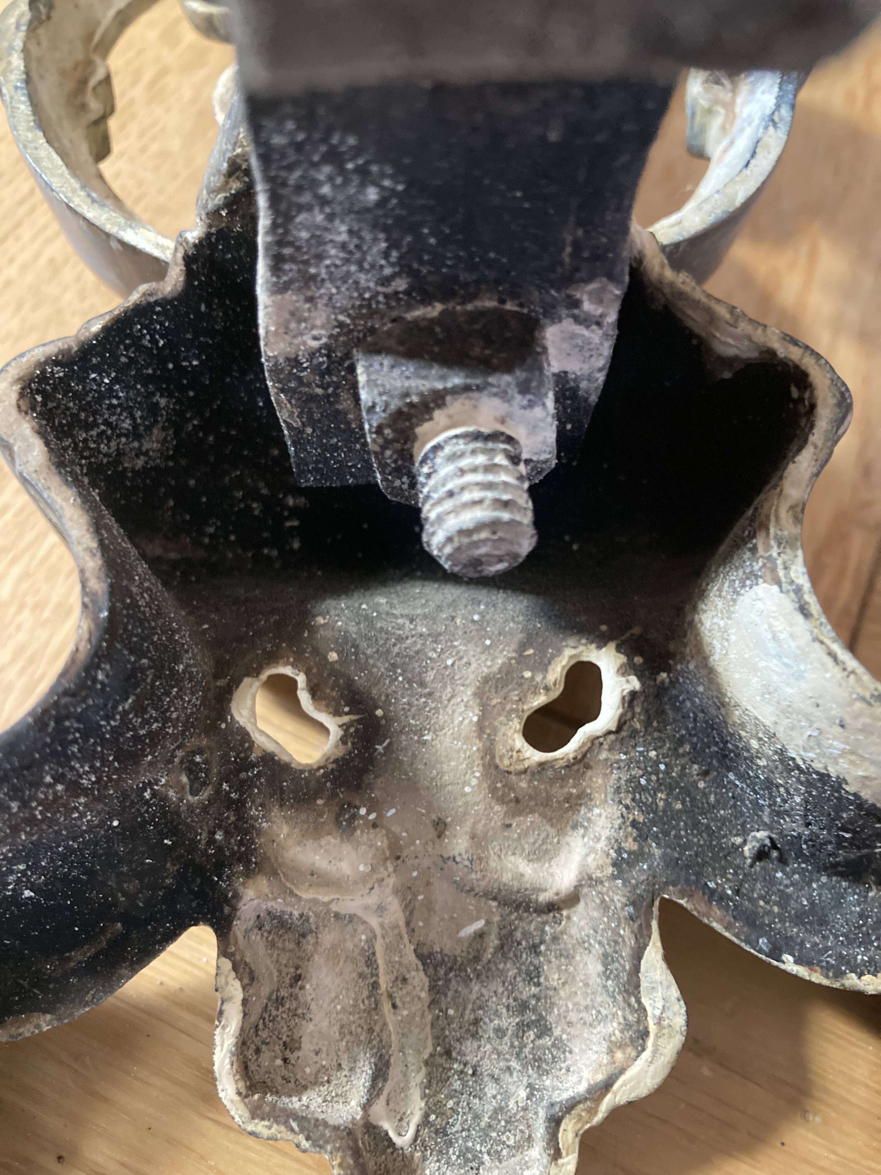 Antique bronze and cast iron chenets