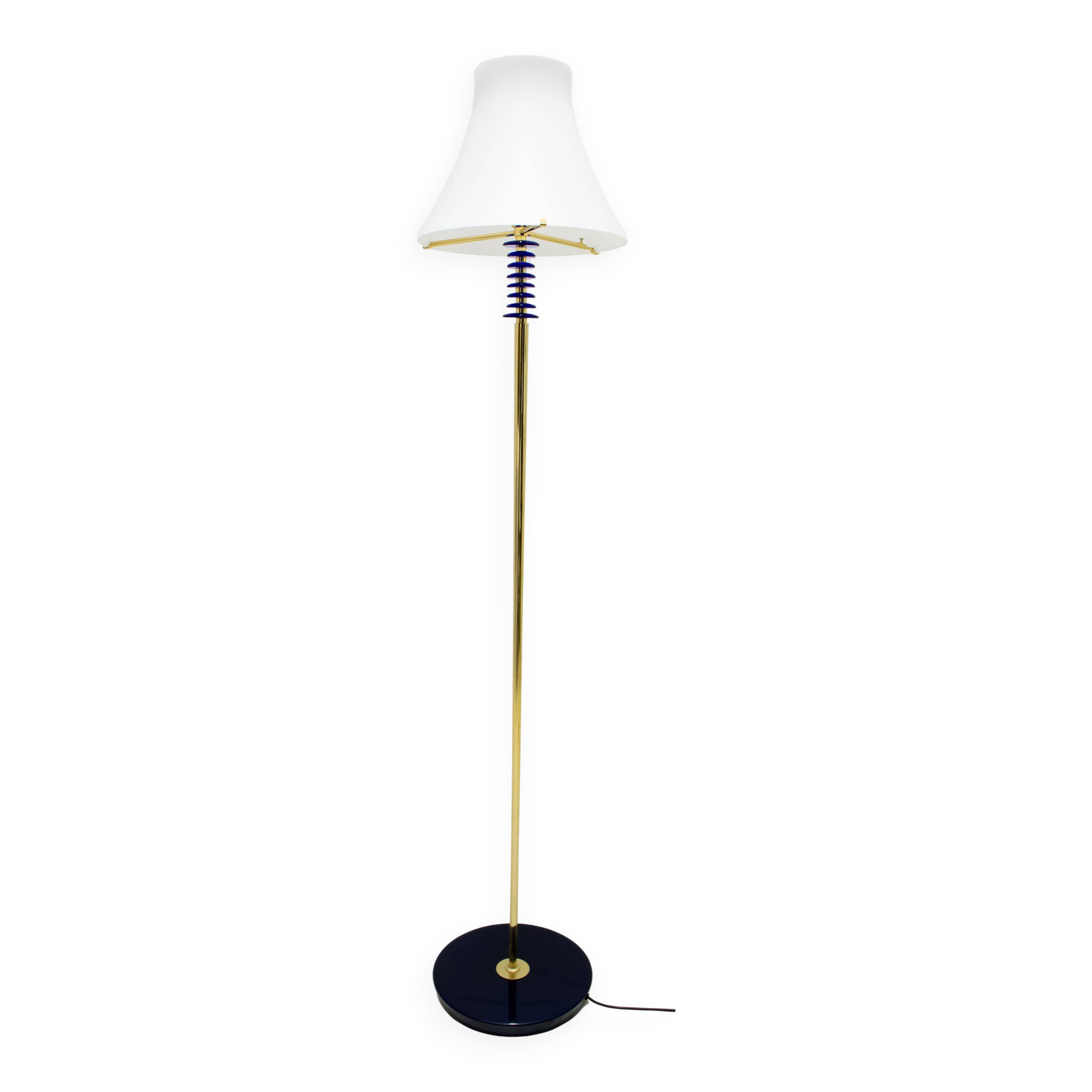 Auras Italian Brass and "Incamiciato" Murano Glass Ground Lamp, 1989
