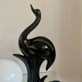 Vintage ceramic lamp with opaline globe