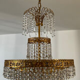 Cascade chandelier with crystal and bronze tassels