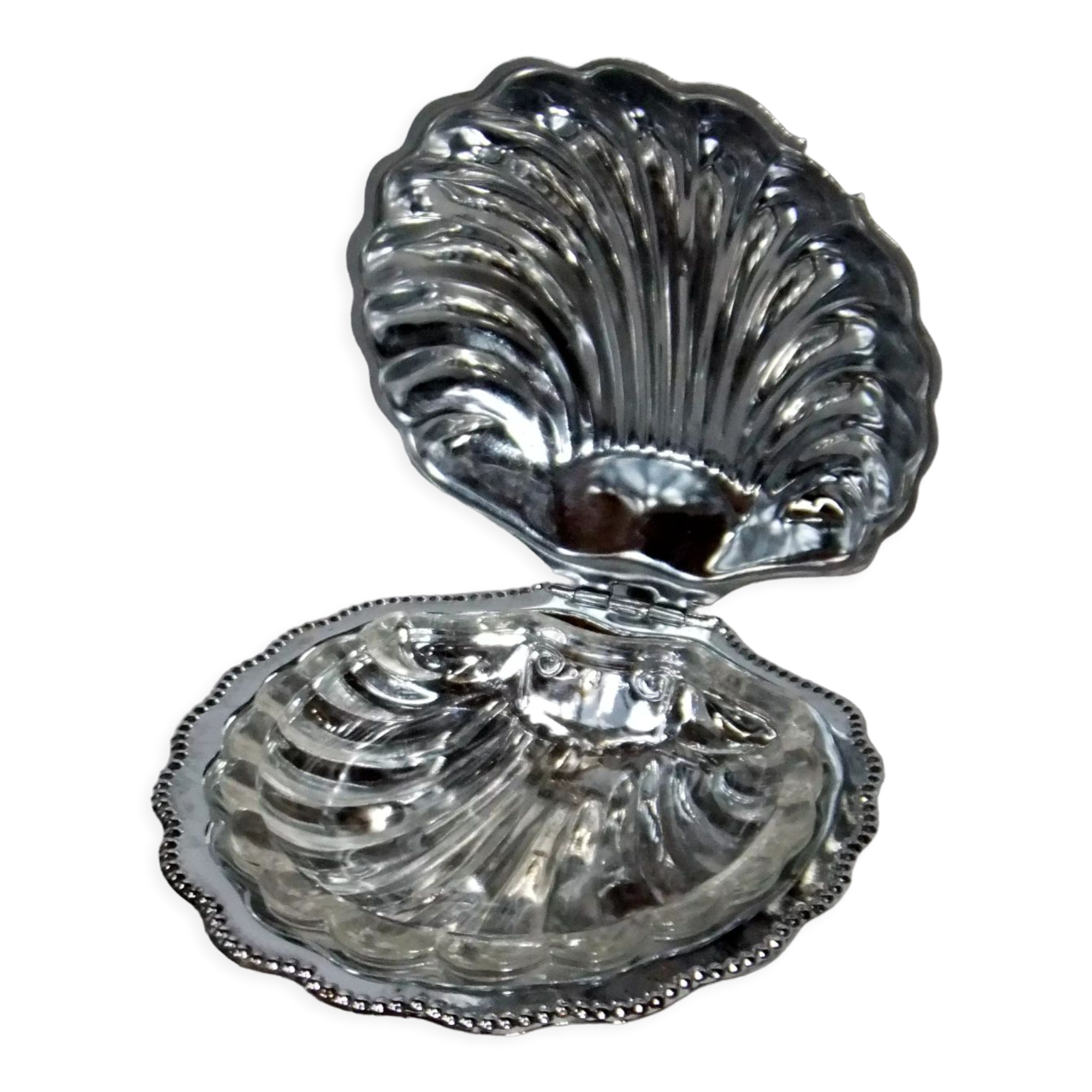 Butter butter shell st scallop metal glass vintage soap holder empty pocket