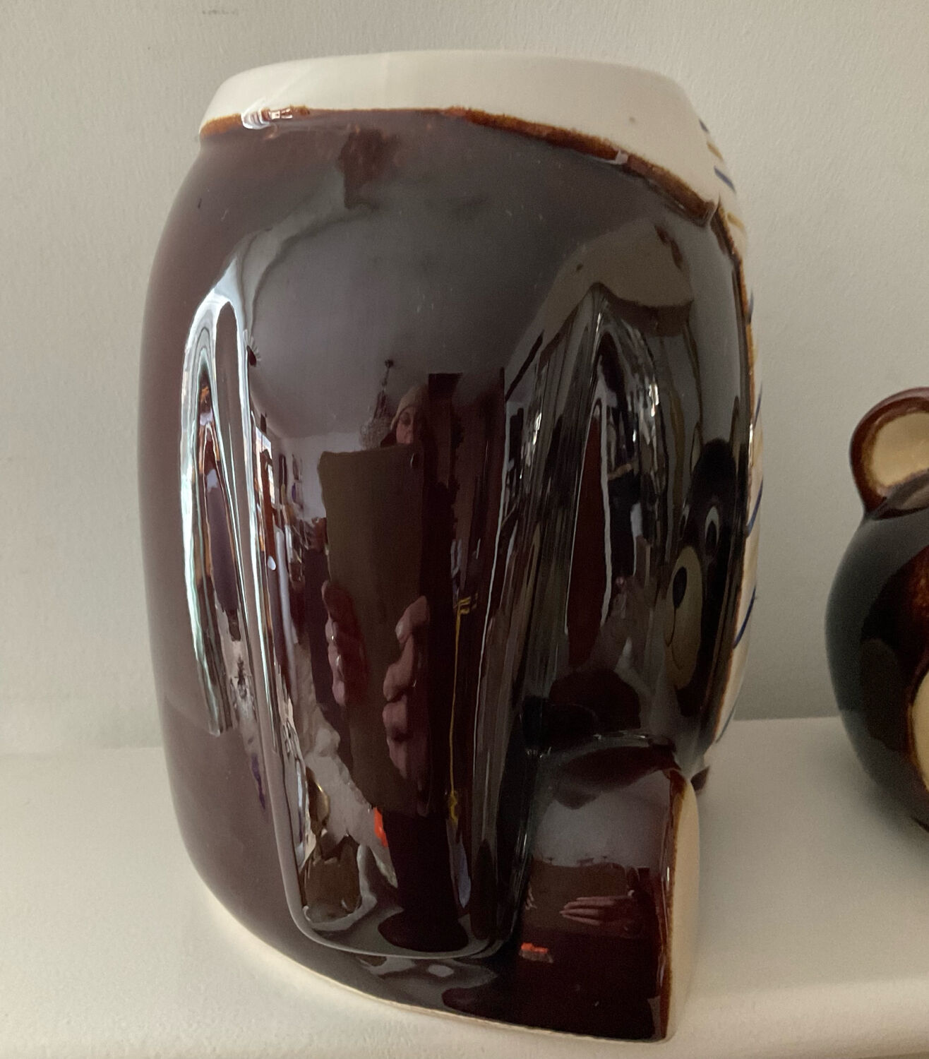 Vintage ceramic glazed bear biscuit jar