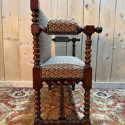 Petit banc d'office en acajou de style Louis XIII