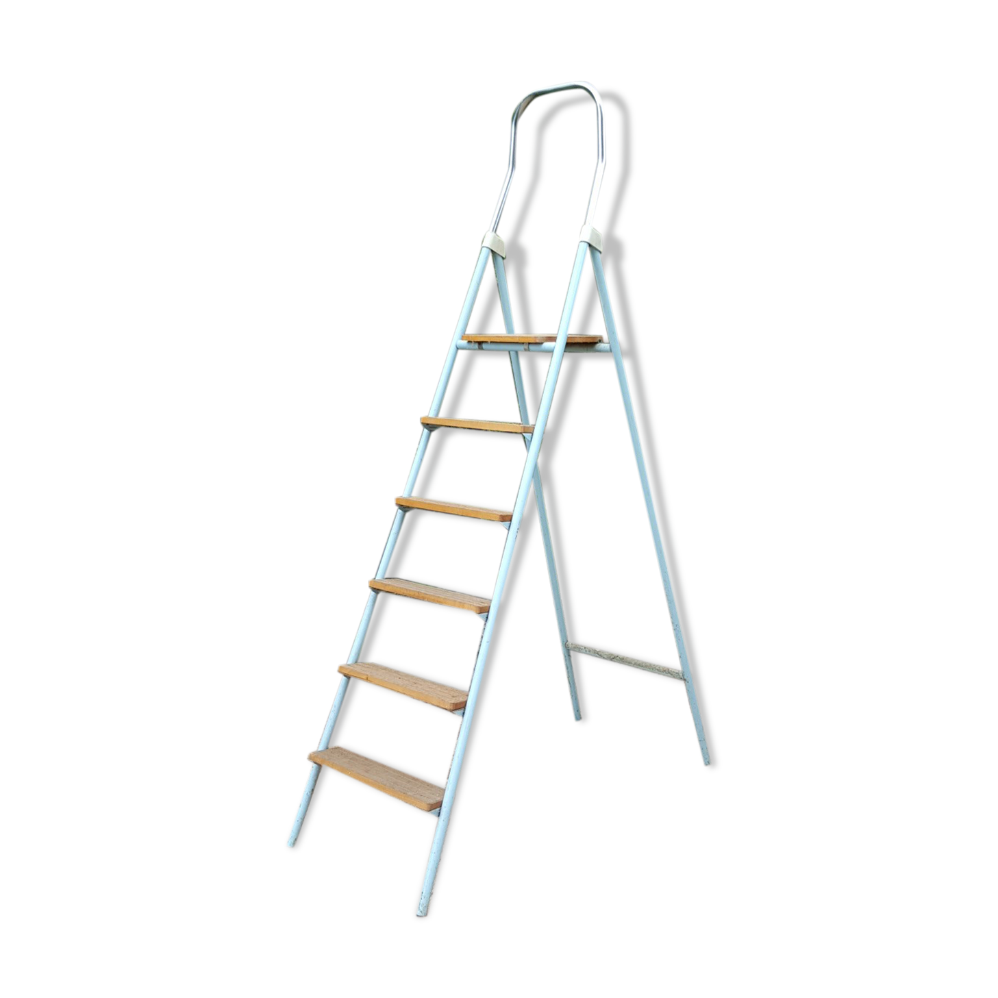 Vintage stepladder blue wooden steps