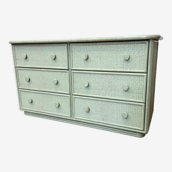 Vintage rattan chest of drawers and solid wood