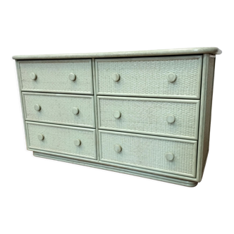 Vintage rattan chest of drawers and solid wood