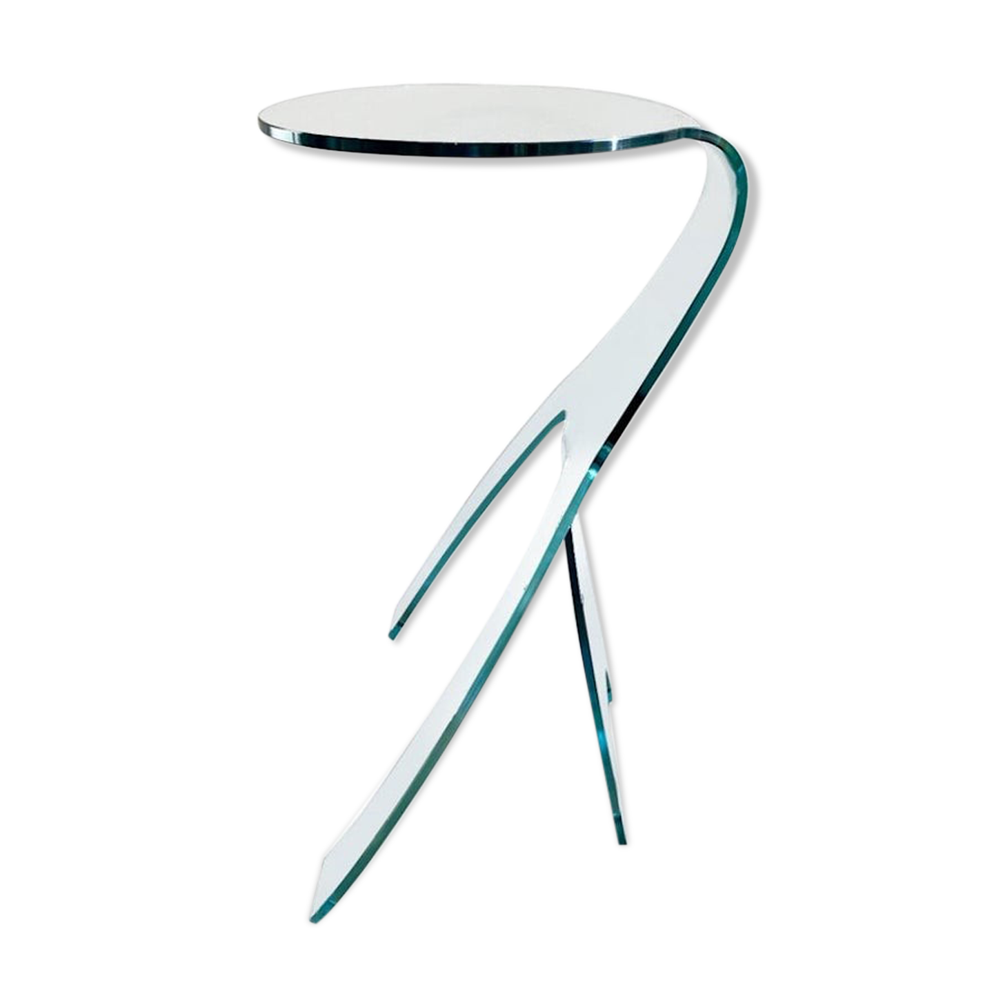 FIAM Italia Glass Side Table ‘Grillo’ by Vittorio Livi, ca. 1980s