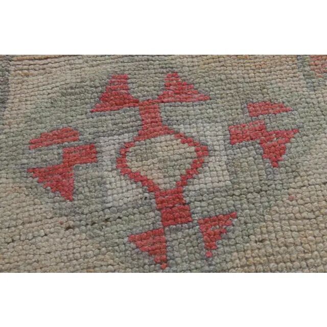 1970s Vintage Turkish Handmade Wool & Cotton Pink Runner Rug 100X349