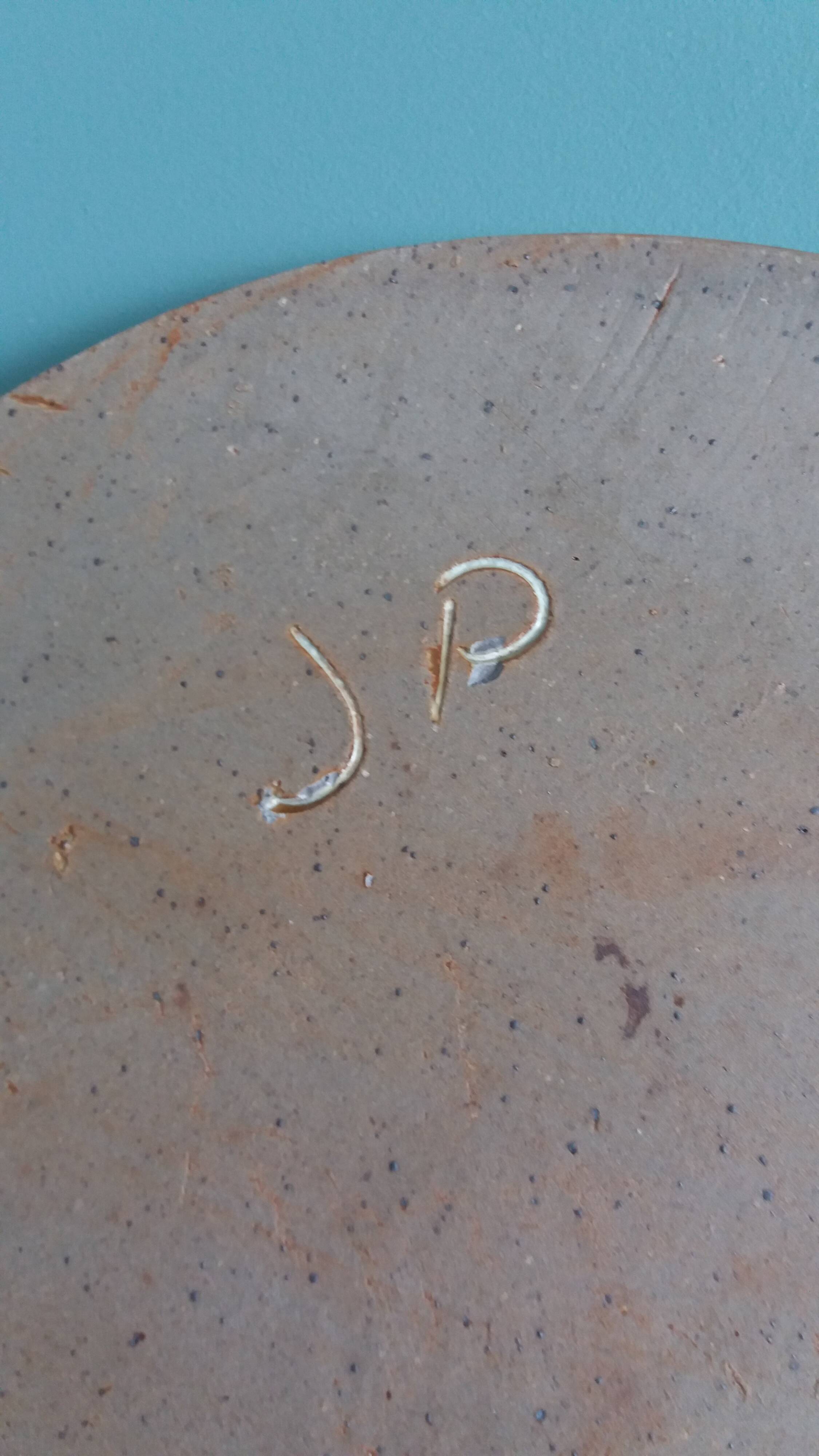 Puisaye sandstone tray signed Jean-Pierre Prud’homme