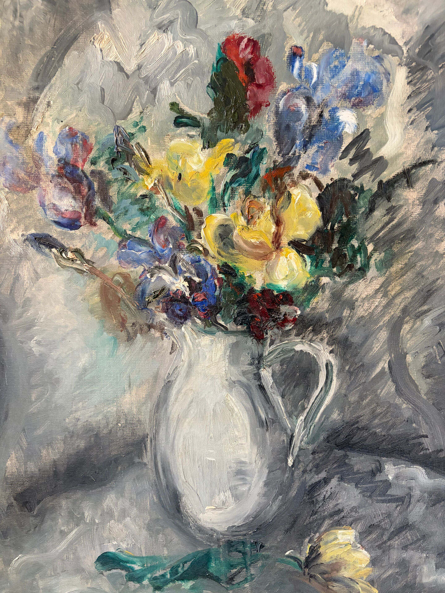 Autumn bouquet, oil on panel signed