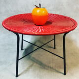 Scoubidou and rattan coffee table