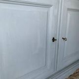 Robust country sideboard with country charm with marble handles in gray and white chalk