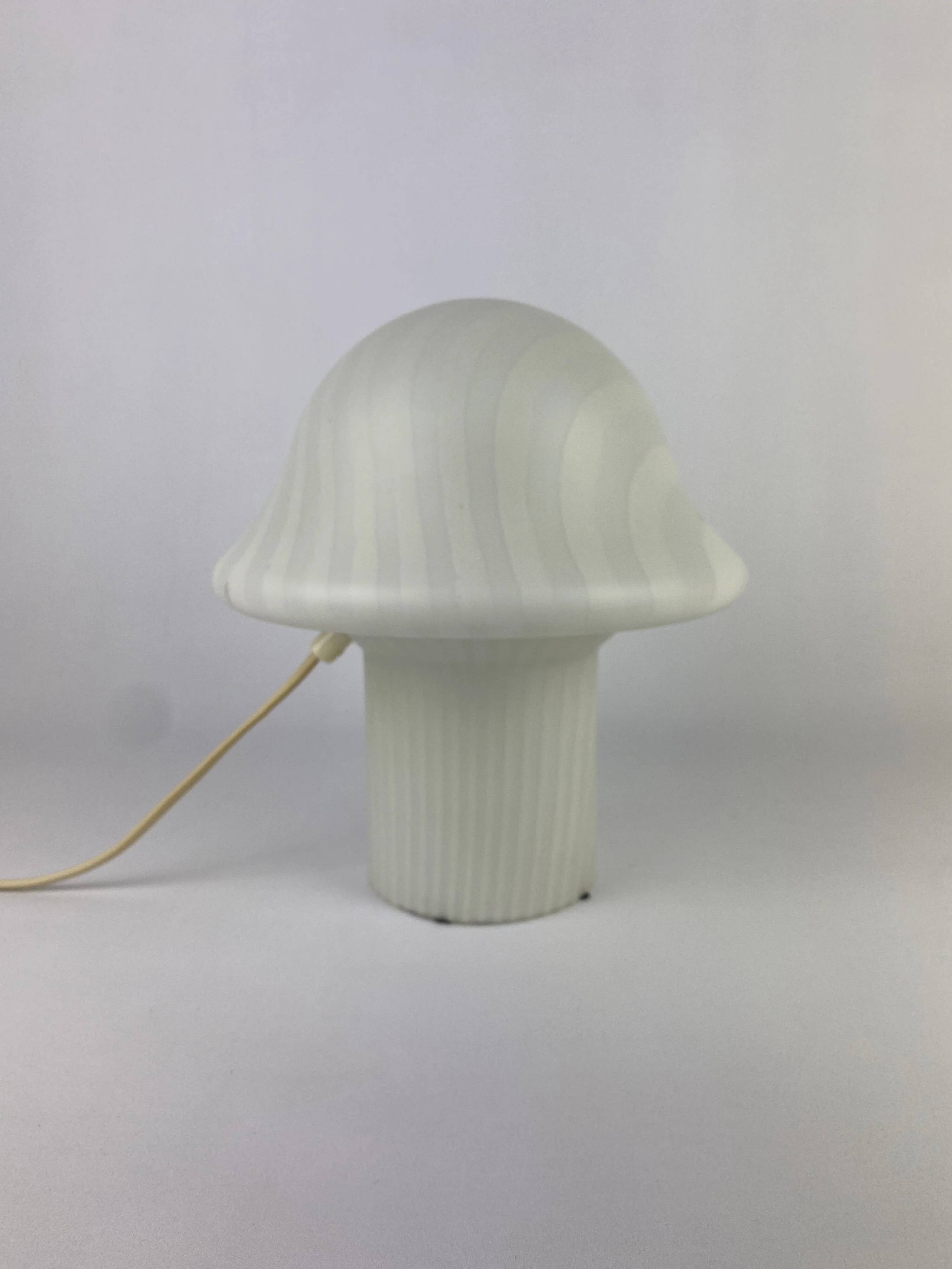 Mushroom table lamp by Peill and Putzler in striped glass, 1970.