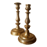 Duo of brass candle holders