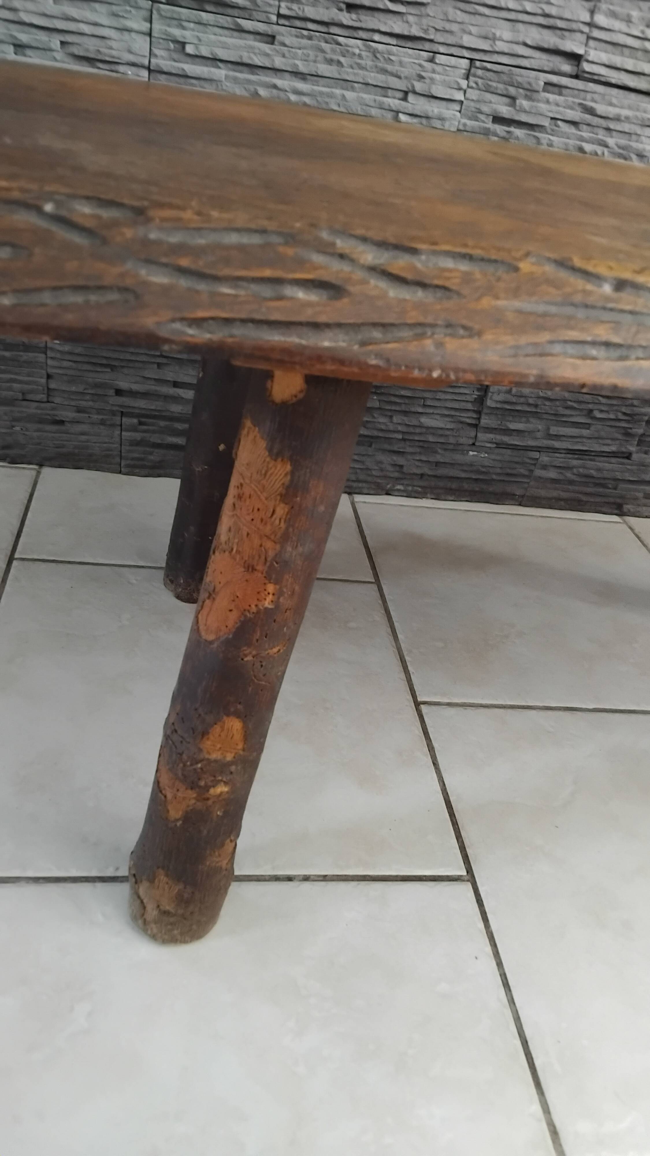 Vintage Brutalist Coffee Table in Solid Oak