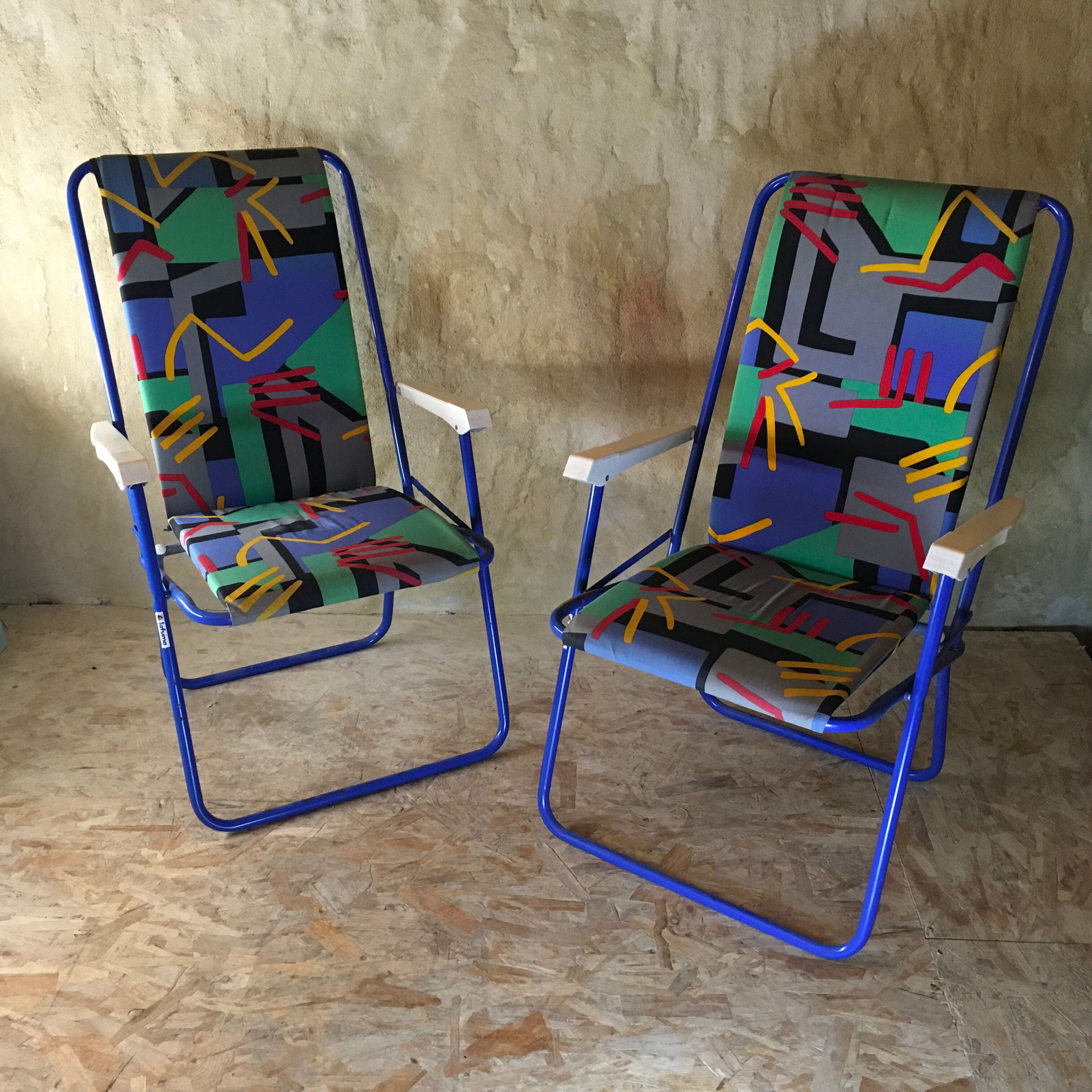 Pair of folding camping chairs "Lafuma"