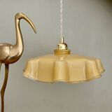 Pendant lamp with old yellow opaline lampshade