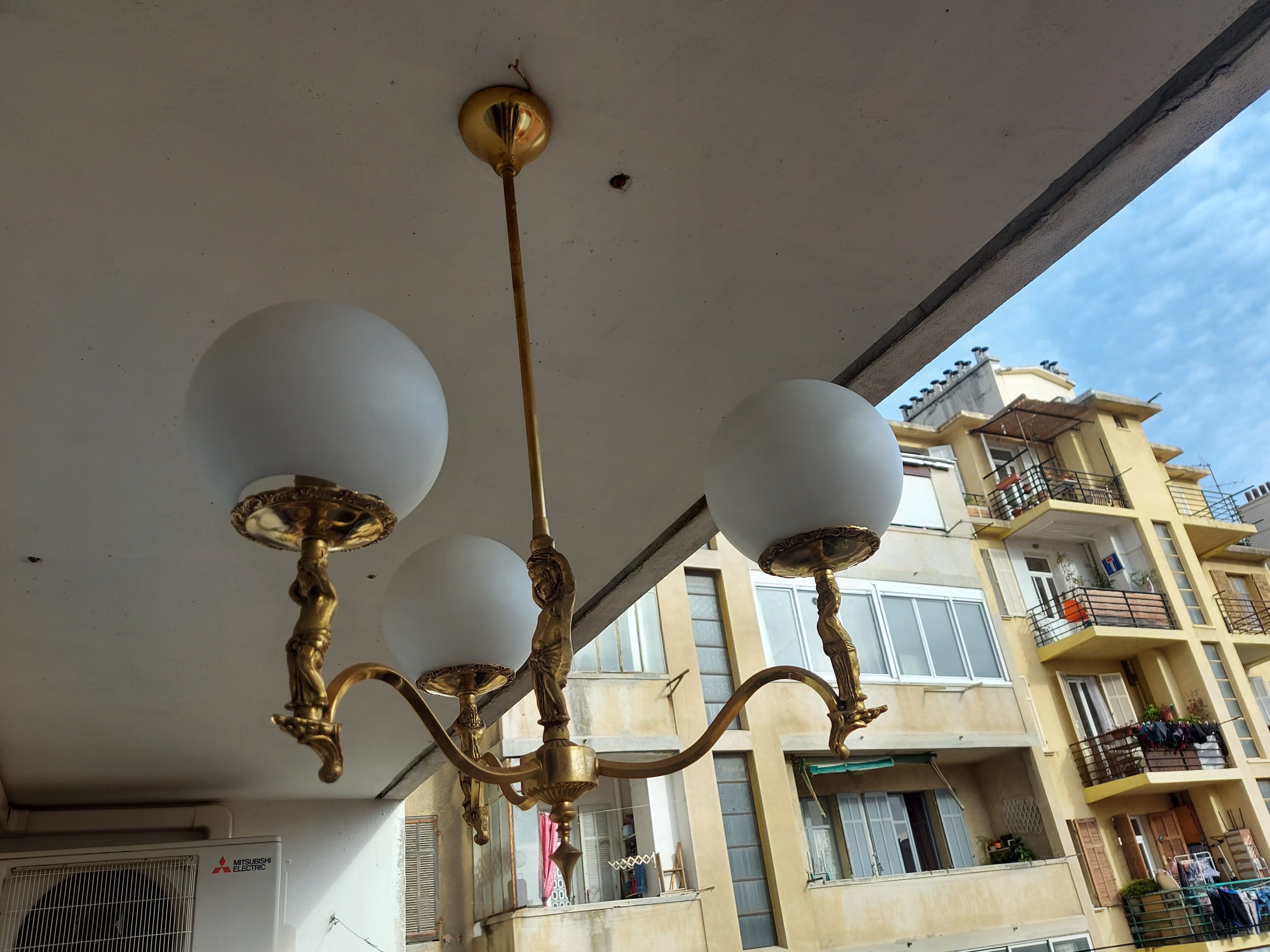 60'S vintage brass chandelier, Cherubin