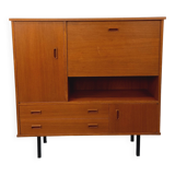 Vintage Scandinavian style secretary bookshelf storage furniture.