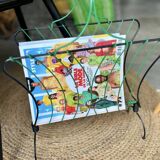 Vintage 50s metal and green wire magazine rack